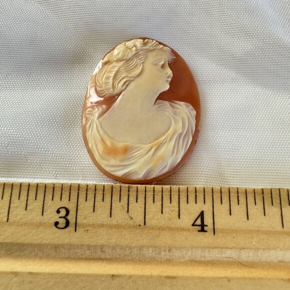 Antique Victorian Lady Profile Oval Carved Shell Loose Cameo Size 1.25'' Length - Picture 7 of 8